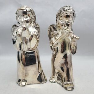 Vintage Godinger Silver Art Company Angel Cherubs Salt & Pepper Shakers With Box